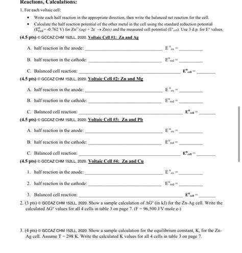 Solved Electrochemistry Lab Report Part I Data An Image Chegg