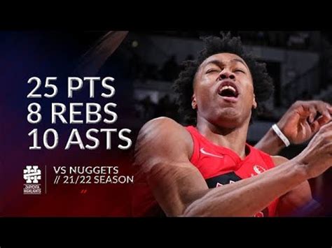 Scottie Barnes Pts Rebs Asts Vs Nuggets Season Youtube