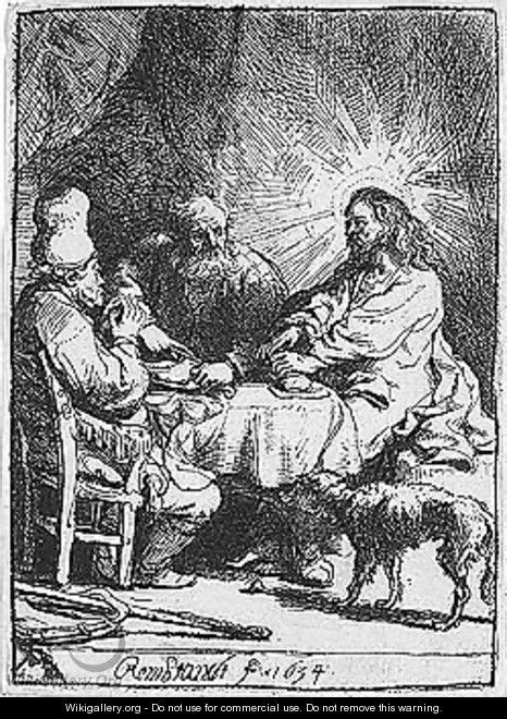 Christ At Emmaus Rembrandt Van Rijn Wikigallery Org The Largest