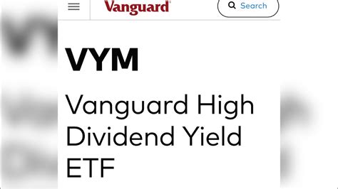 Vym Etf Vanguard High Dividend Yield Youtube