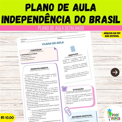 Plano De Aula Independencia Do Brasil - Plano de aula: Independência do Brasil - cláudia camargos | Hotmart