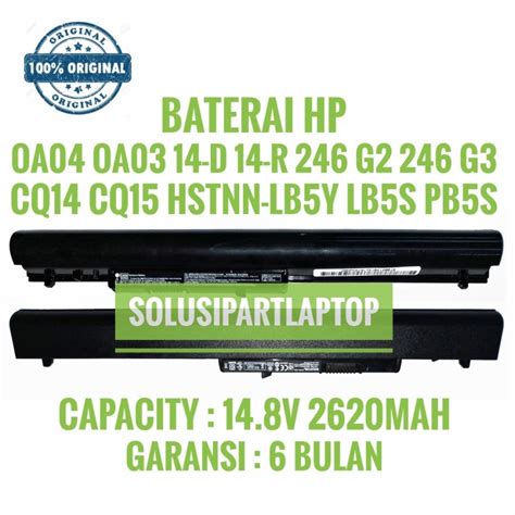 Jual Original Baterai Laptop Hp Oa R Tx Hstnn Lb S G G Cq