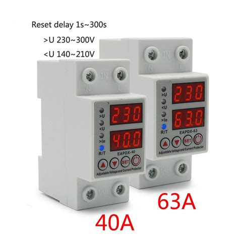 Dual Display A V Din Rail Adjustable Digital Over Under Voltage