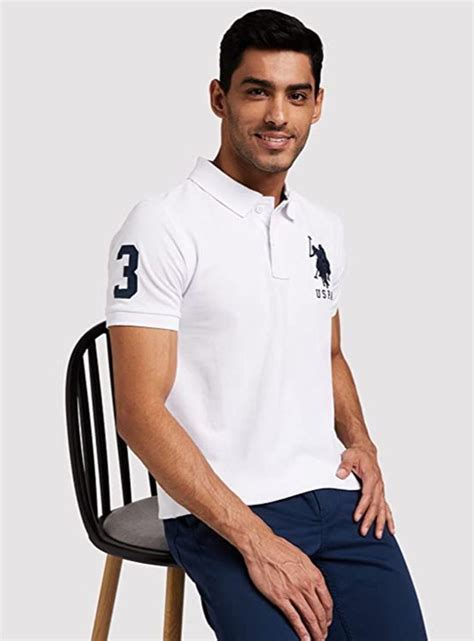 Cotton Logo Us Polo Assn Men White Regular Fit T Shirt Collar At ₹ 250piece In Indore