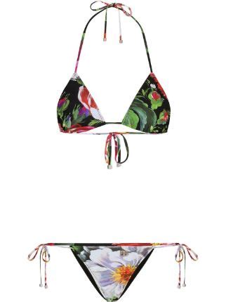 Dolce Gabbana Triangel Bikini Mit Blumen Print Farfetch