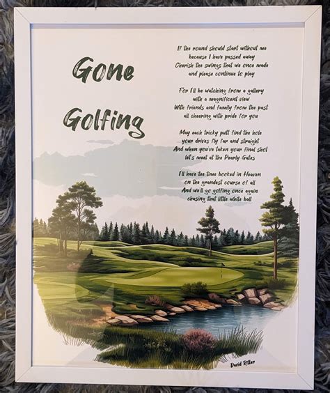 Gone Golfing Poem By David Ritter Memorial Picture Frame Sympathy