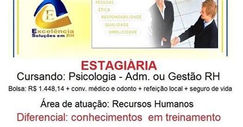 Networking Conhecimento e Oportunidades Vaga Estagiária Psicologia