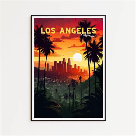 Los Angeles Travel Poster La Poster Los Angeles Vintage Poster Travel