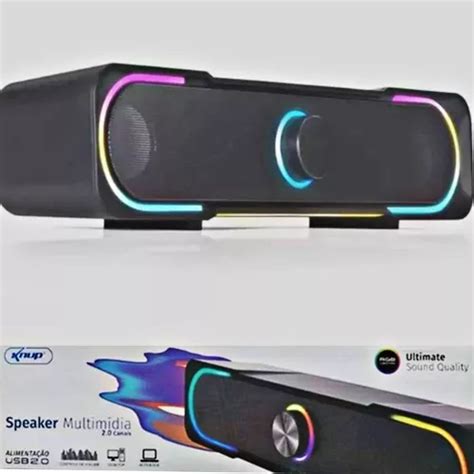 Caixa De Som Para Pc Notebook Tipo Soundbar Rgb Gamer P2 Usb