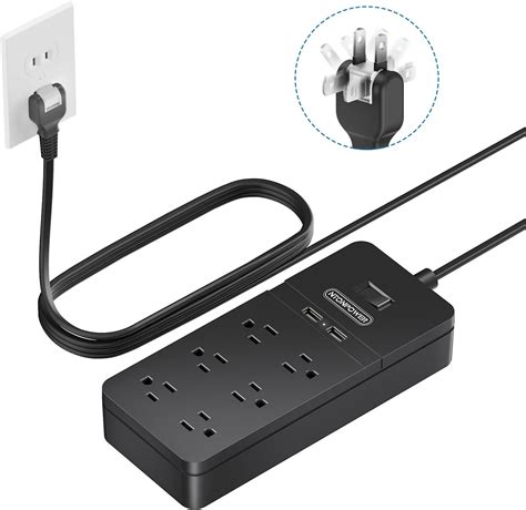 2 Prong Surge Protector Power Strip With 10ft Extension