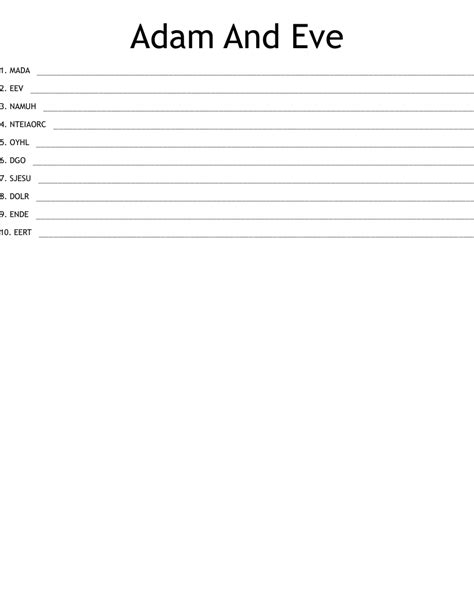Adam And Eve Word Scramble Wordmint