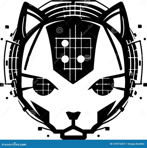 Tech Illustration Of Cyber Cat Character Mascot Logo Vector Design