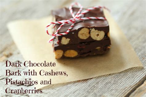 Dark Chocolate Bark With Cashews Pistachios And Cranberries