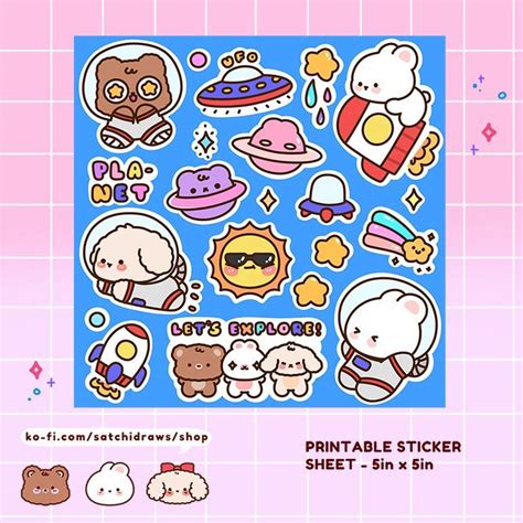 Cute Printable Space Lover Journalplanner Sticker Sheet Printable