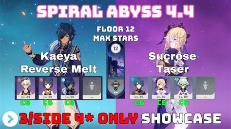 Spiral Abyss 4 4 Three 4 Stars Clear Reverse Melt Kaeya Sucrose