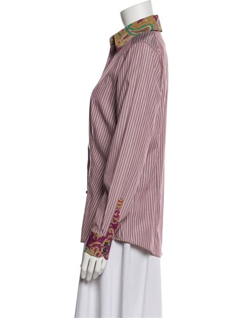 Etro Printed Long Sleeve Top Purple Tops Clothing Etr The