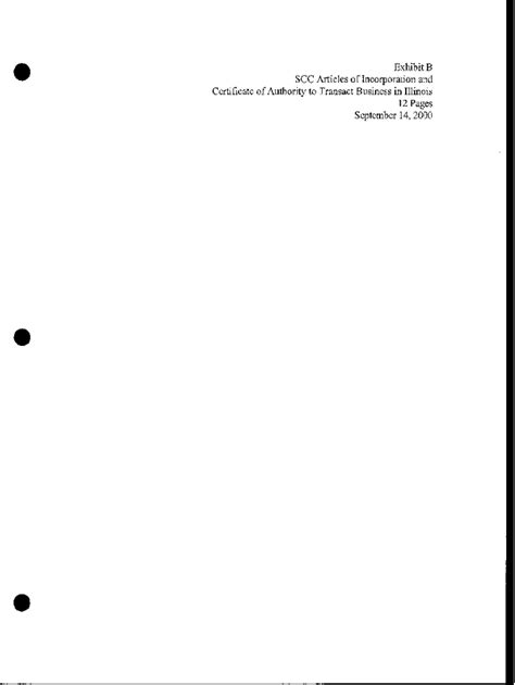 Fillable Online Icc Illinois Exhibit B SCC Articles Of Incorporation