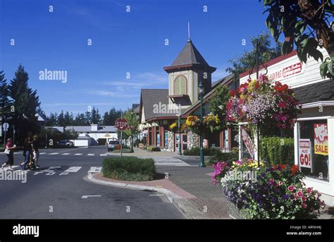 Qualicum Beach Business District With Floral Displays Vancouver Island