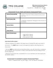 Chcece Chc Resubmission Pdf Tmg Assessment Cover Sheet