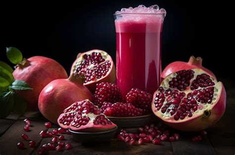 Premium AI Image | pomegranate juice alongside pomegranate