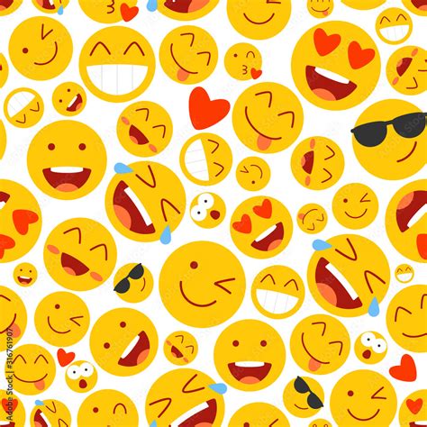 Emoji seamless pattern. Clipart image isolated on white background ...