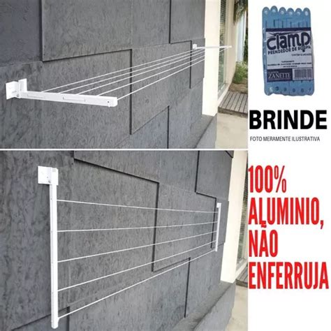 Varal Retratil Parede Aluminio 30kg 50cm Até 4mt Brinde MercadoLivre