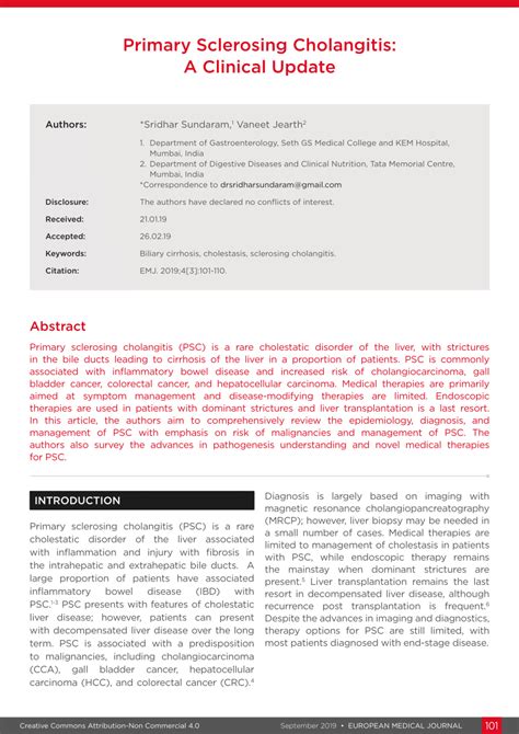 Pdf Primary Sclerosing Cholangitis A Clinical Update