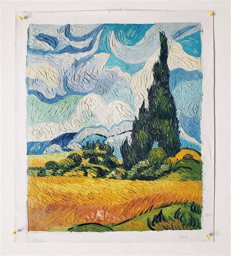 Wheatfield With Cypress By Van Gogh 24x20 100 Hand Painted Etsy