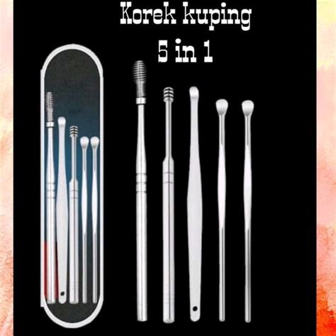 Jual Alat Pembersih Telinga Korek Kuping Stainless Ear Cleaner 5 In 1