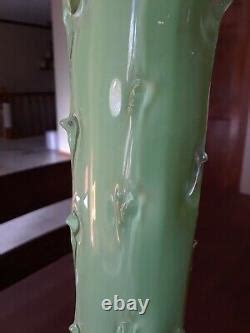 Antique Victorian Bohemian Green Cased Glass Thorn Vase Harrach Kralik