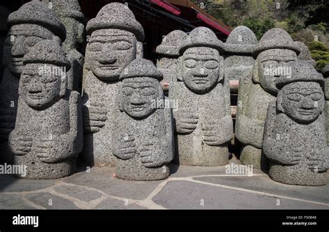 Korean stone statues on Jeju Island of traditional dol hareubang, gods ...