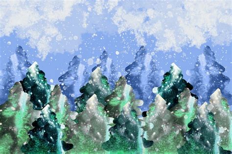 Winter forest watercolor illustration