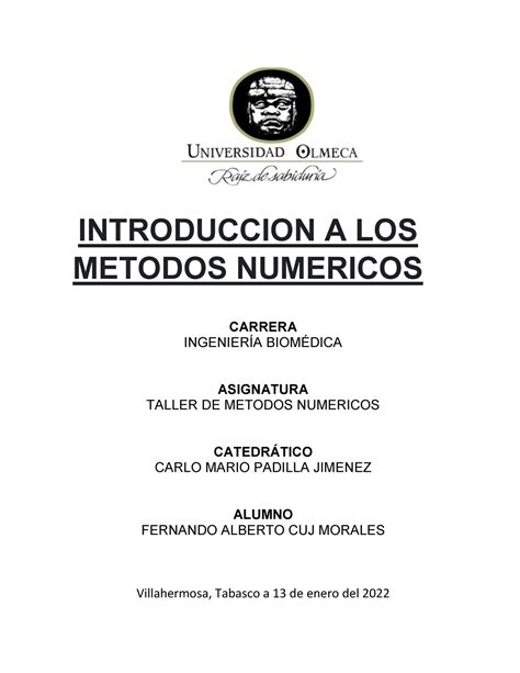 Introduccion A Los Metodos Numericos INTRODUCCION A LOS METODOS