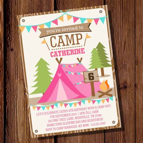 Camping Tent Party Invitation For A Girl Camp Out Glamping Etsy