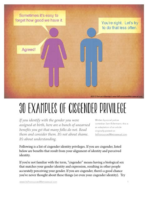 Cisgender Privilege Checklist Pdf Transgender Lgbtqia Studies