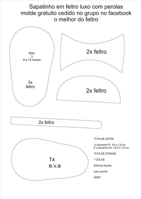 Molde De Sapatinho De Feltro Perolas Ver E Fazer