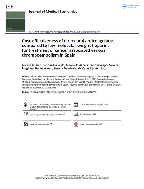 Pdf Cost Effectiveness Of Direct Oral Anticoagulants Compared To Low Molecular Weight Heparins