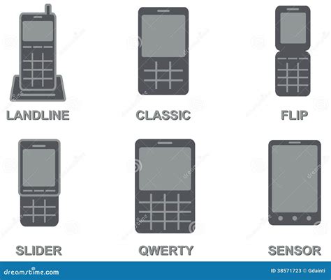 Vector Collection of Mobile Phone Types Stock Illustration - Illustration of landline, phone ...