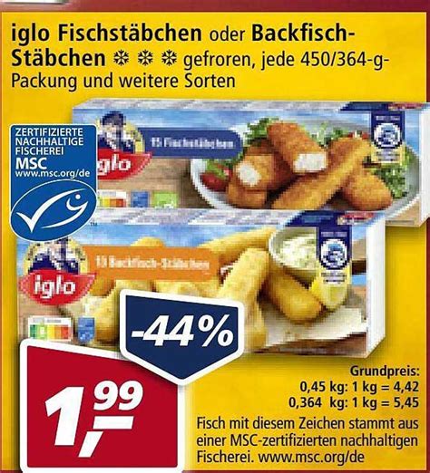 Iglo Fischstäbchen Oder Backfisch stäbchen Angebot bei Real