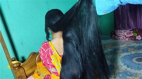 Beautiful Indian Woman Gorgeous Black Long Hair Bun Open And Silky Long