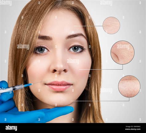 Cosmetic Injection To The Pretty Female Face Stock Photo Alamy