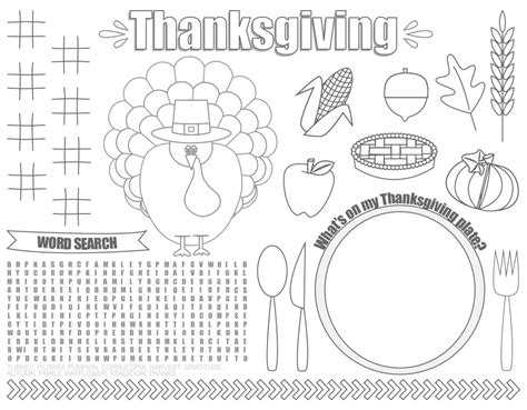 Thanksgiving Coloring Placemats For Toddlers - 10 Free PDF Printables ...