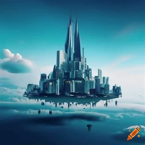 A Futuristic City Floating In The Clouds On Craiyon