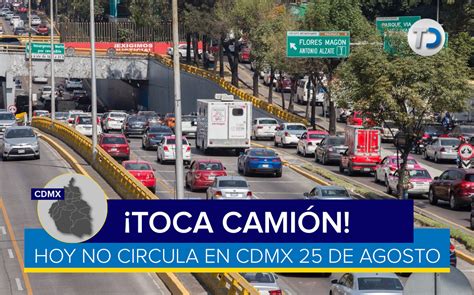 Tómalo en cuenta Te decimos qué autos no circulan el 25 de agosto en