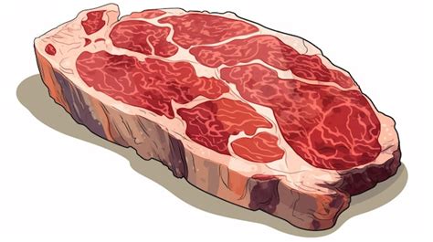 Un dibujo de una gran pieza de carne con la palabra carne en él