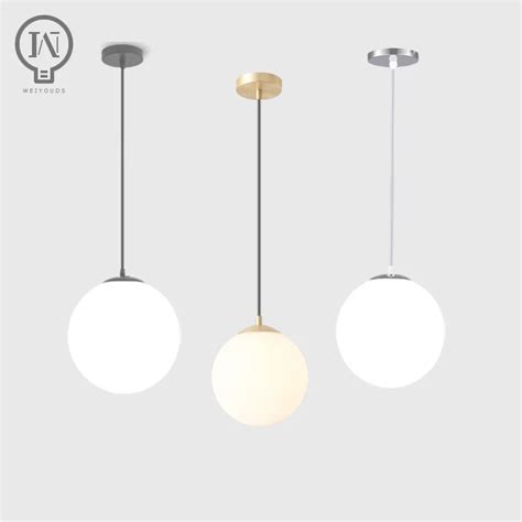 Gold Black Silv Glass Ball Pendant Lights White Globe Hanging Lamps Bar