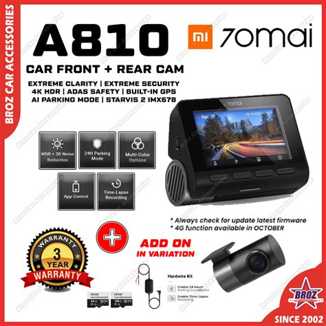 New Launch 70mai A810 Dash Cam 4K Dual Vision Car Recorder With GPS