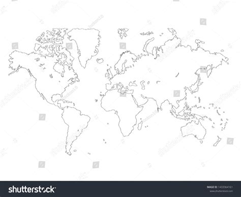 Outline World Map Vector Isolated On Stock Vector (Royalty Free ...