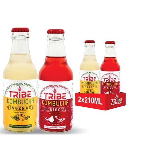 Tribe Kombucha Naturally Sparkling Gingerade And Hibiscus Probiotic Supe