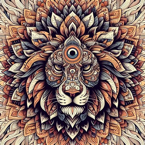 Lion Digital Art mandala Art Form Art Printable Wall - Etsy